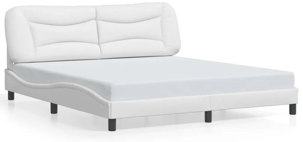 Estrutura cama c/ luzes LED 180x200 cm couro artificial branco