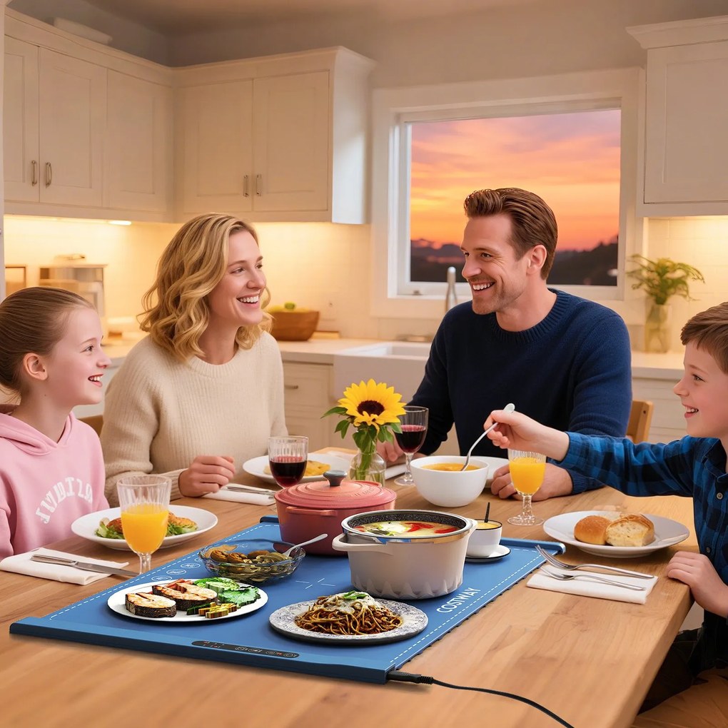 Tapete elétrico para aquecimento de alimentos, tapete de silicone enrolável, tapete elétrico para aquecimento de alimentos para bufê, branco