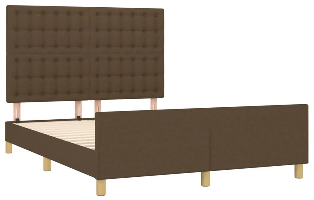 Estrutura de cama sem colchão 140x200 cm tecido castanho-escuro