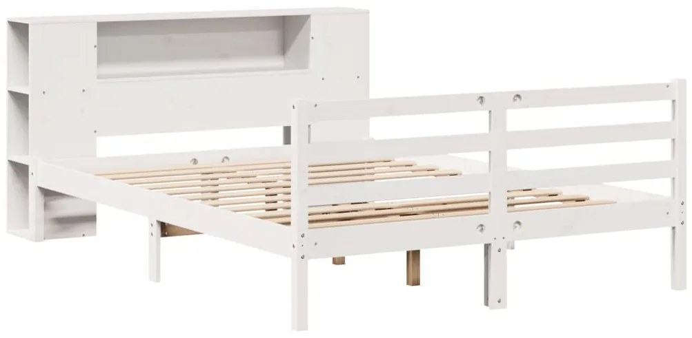 Cama com estante sem colchão 120x190 cm pinho maciço branco