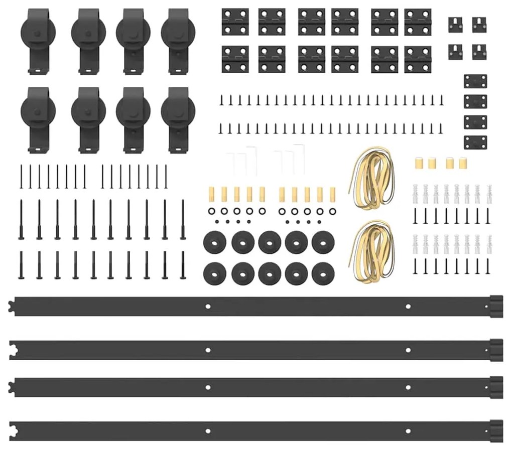 Kit de ferragens para porta deslizante 400 cm aço preto