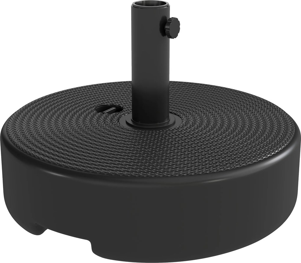 Outsunny Base para guarda-sol, suporte exterior enchível até 19 kg com areia ou 15 kg com água, Ø 45 x 30,5 cm, preto | Aosom Portugal