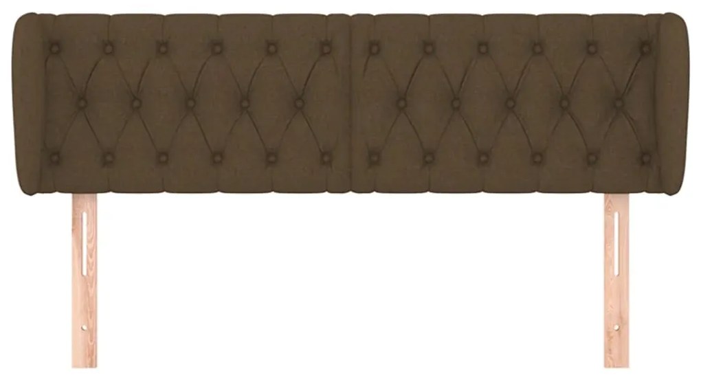 Cabeceira de cama c/ abas tecido 163x23x78/88cm castanho-escuro