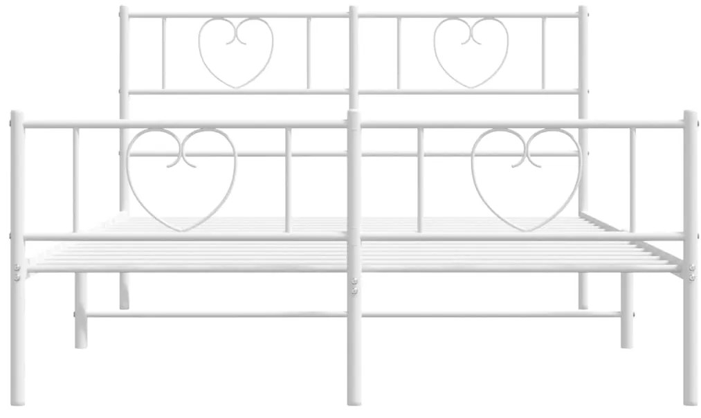 Estrutura de cama com cabeceira e pés 140x190 cm metal branco
