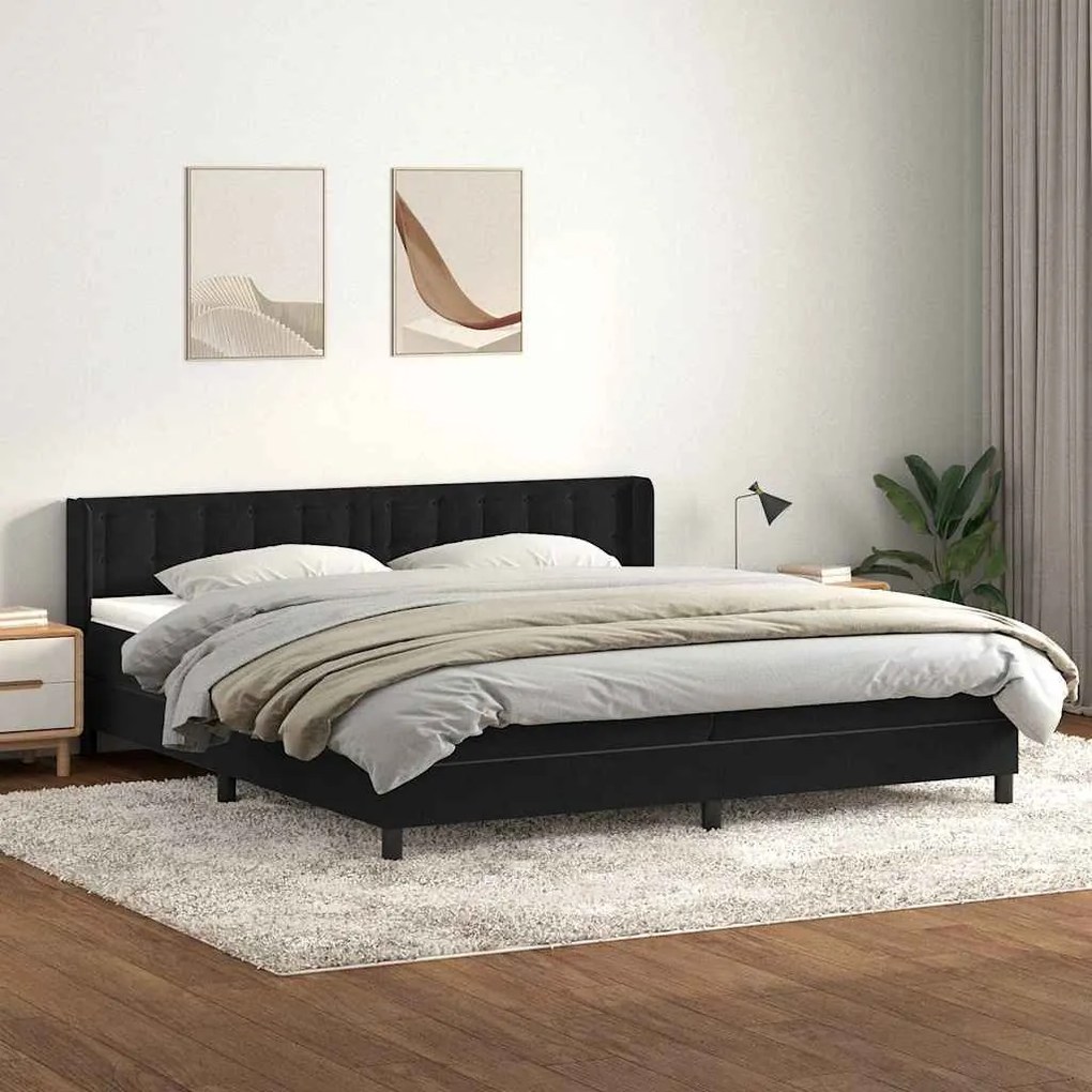 vidaXL Cama com molas/colchão 180x220 cm veludo preto