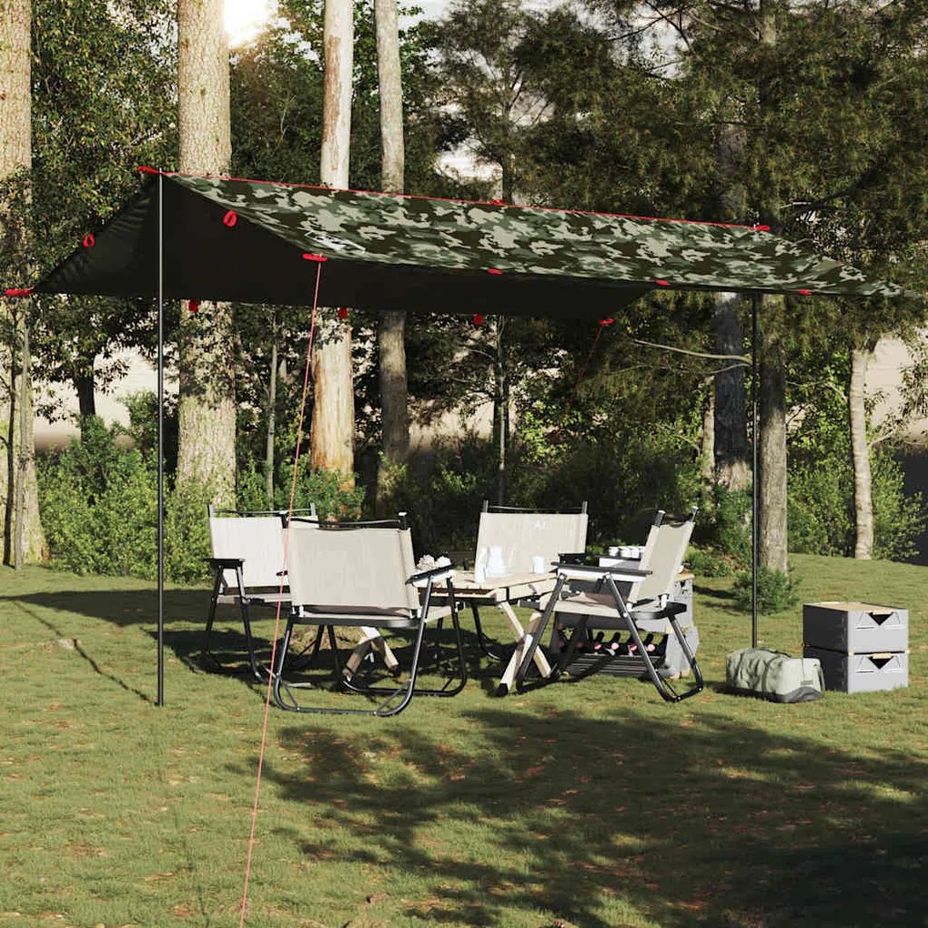 Lona de campismo 506x306 cm impermeável camuflagem