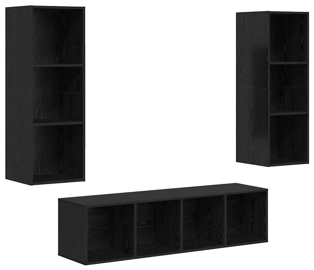 Conjunto de Estantes para TV 3 pcs Carvalho preto