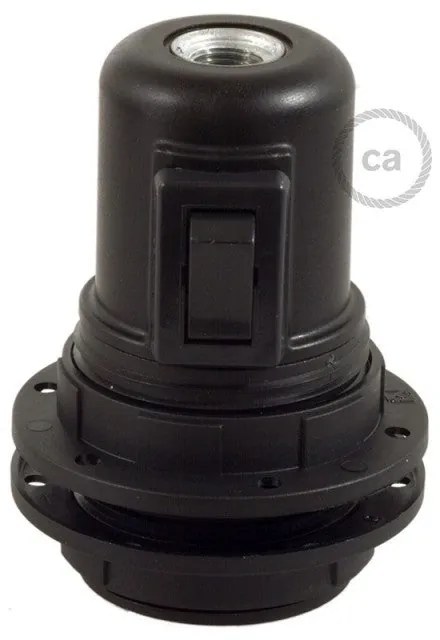Double ferrule thermoplastic E27 lamp holder kit for lampshade with switch - Preto