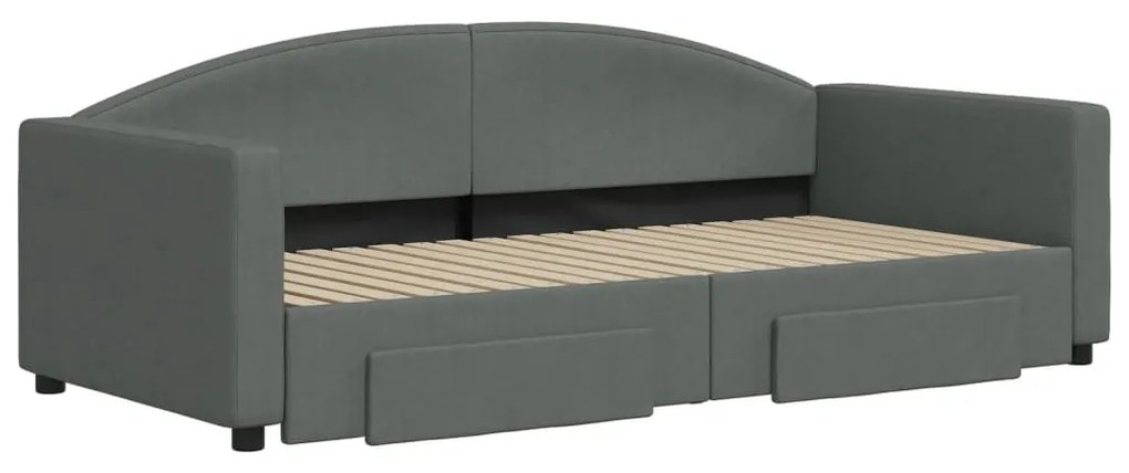 Sofá-cama c/ gavetão e gavetas 90x190 cm tecido cinzento-escuro