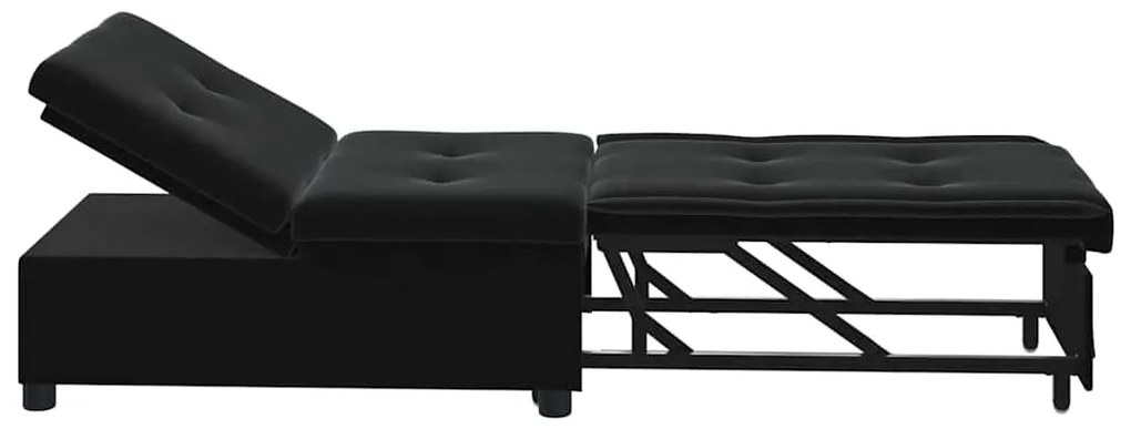 Sofá Cama 3 em 1 Retrátil Veludo Preto