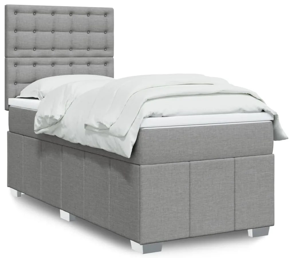 Cama com molas/colchão 90x190 cm tecido cinzento-claro