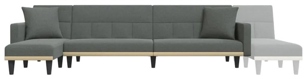 Sofá-cama em forma de L 275x140x70 cm tecido cinzento-escuro