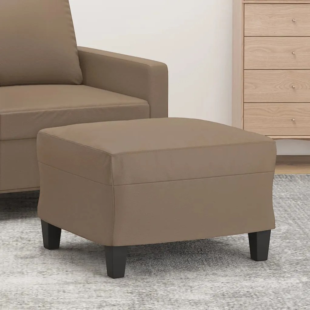 vidaXL Apoio de pés 60x50x41 cm couro artificial cappuccino
