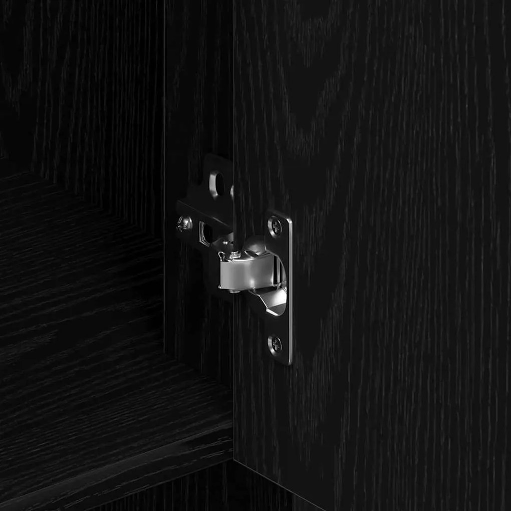 Highboard Preto Carvalho 80x33x150 cm Madeira de engenharia
