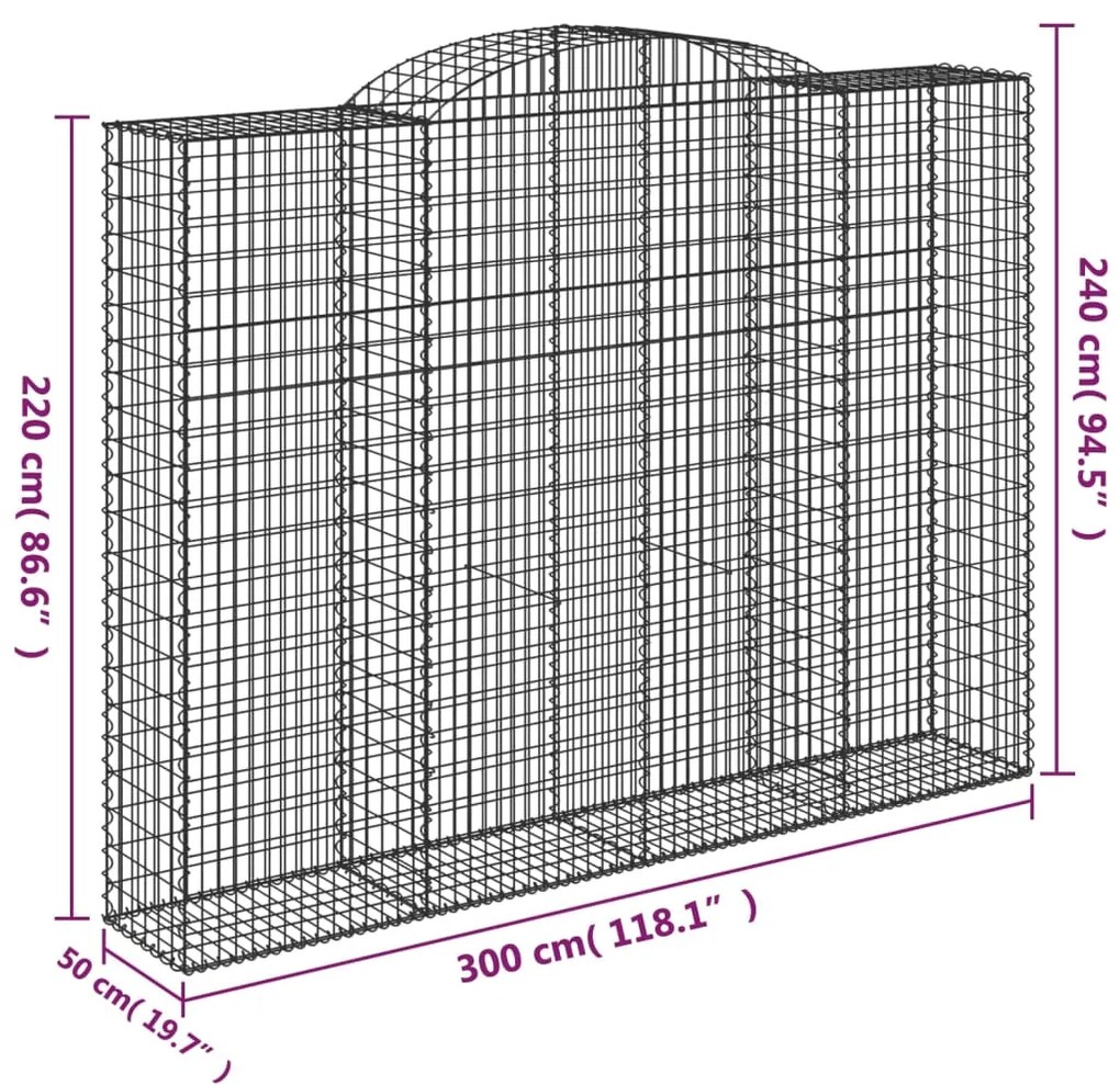 Cestos gabião arqueados 12 pcs 300x50x220/240 ferro galvanizado