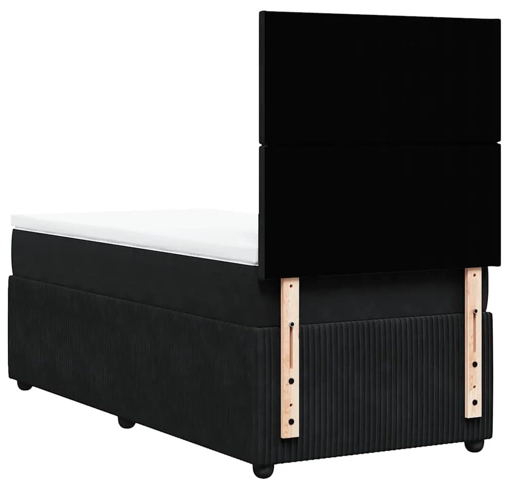 Cama com molas/colchão 90x190 cm veludo preto