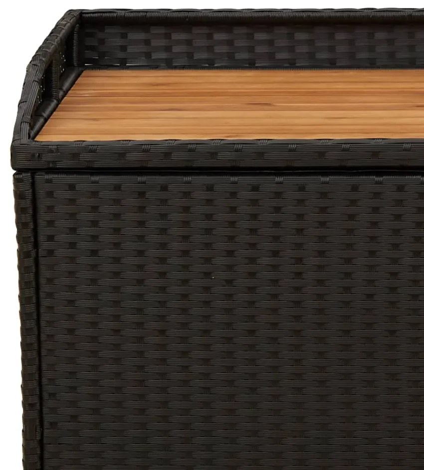 Banco de arrumação 100x50x52 cm vime PE e madeira acácia preto