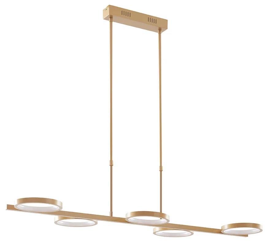 Candeeiro suspenso moderno incluindo LED dourado regulável em 3 etapas 5 luzes - Vivé Moderno