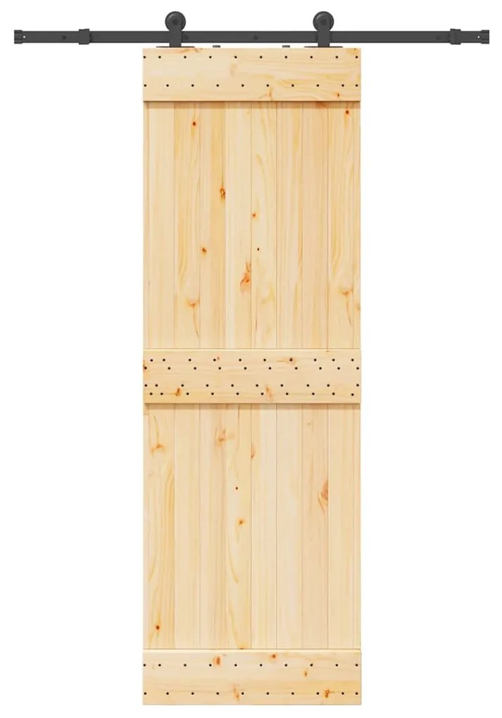 vidaXL Porta de correr com ferragens 70x210 cm madeira de pinho maciça
