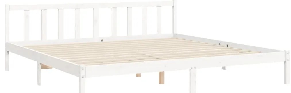 Cama sem colchão 200x200 cm madeira de pinho maciça branco