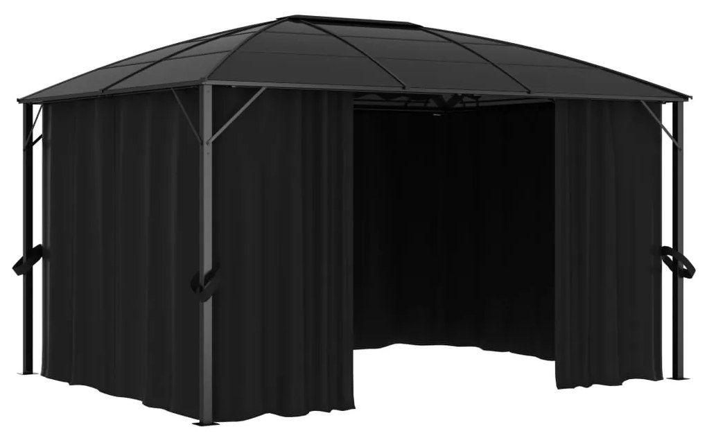 Gazebo com cortinas 400x300x265 cm antracite