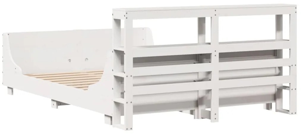 Cama sem colchão 140x190 cm madeira de pinho maciça branco