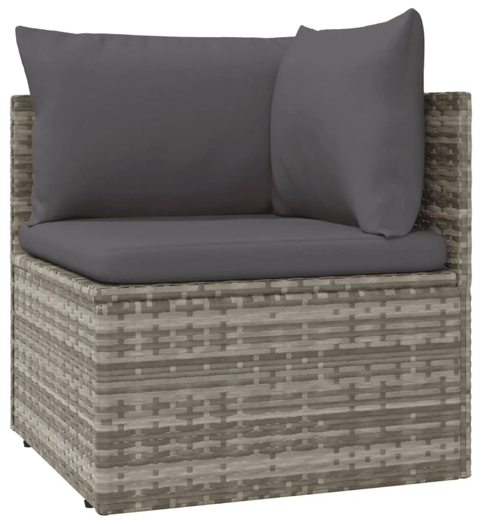 5 pcs conjunto lounge de jardim c/ almofadões vime PE cinzento