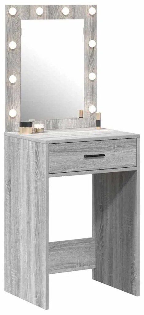 mesa de maquilhagem vidaXL com luzes LED Cinzento Sonoma 50x41x135 cm