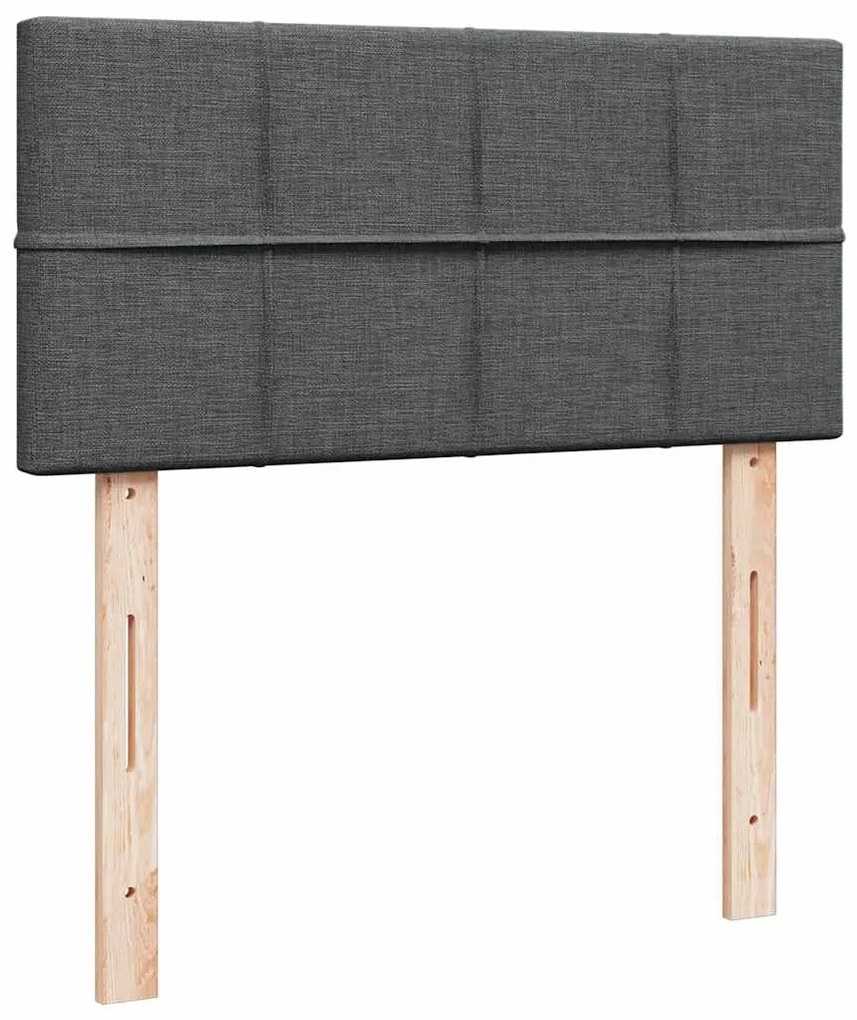Cama otomana com colchão & LEDs 90x200cm tecido cinzento escuro
