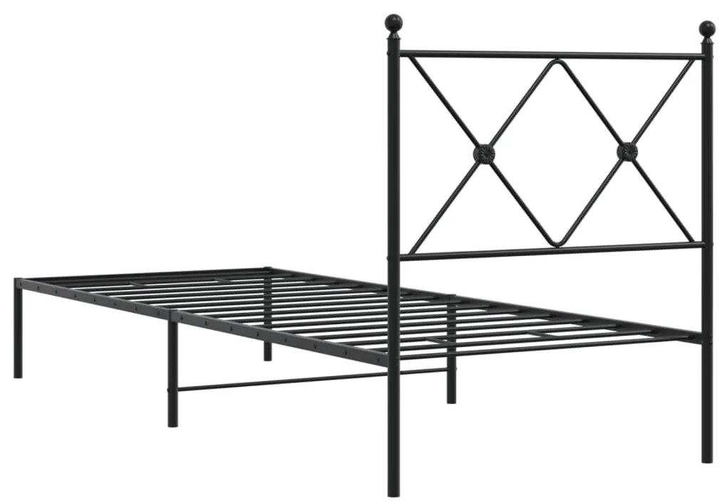 Estrutura de cama com cabeceira 80x200 cm metal preto