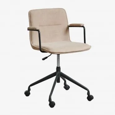 Seifert Cadeira De Escritório Com Rodas E Apoios De Braços Negro & Tecido Castanho Trigo - Sklum