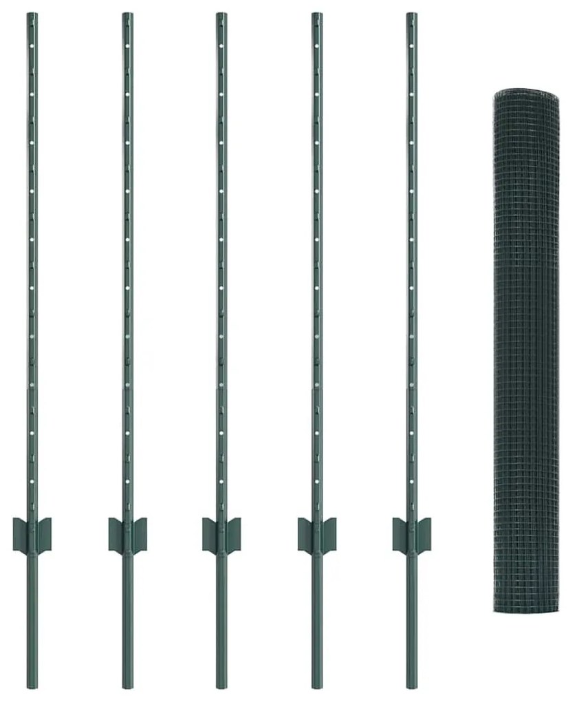 Conjunto de Cerca de Jardim Conjunto de 2 Verde Metal 10 x 1 m