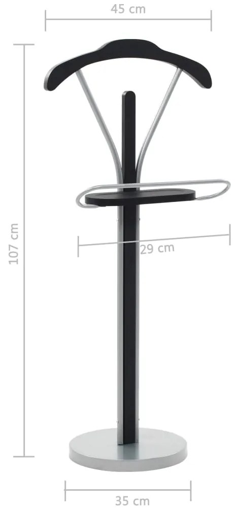 Cabide de pé 45x35x107 cm preto e cinzento