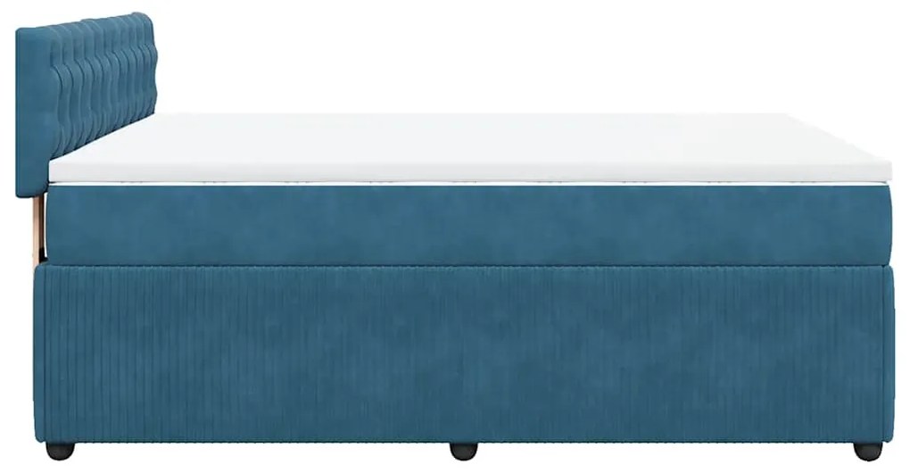 Cama boxspring com colchão 140x190 cm veludo azul