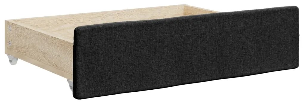 Sofá-cama com gavetão e gavetas 100x200 cm tecido preto