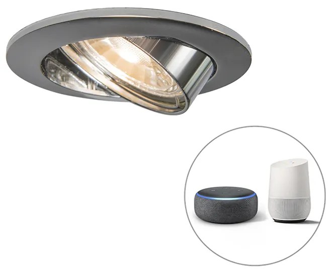 LED Foco embutido inteligente em aço inclinável com Wi-Fi GU10 - Edu Moderno
