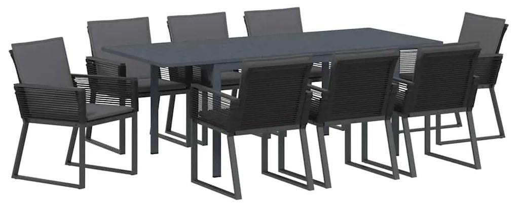 Conjunto de Jantar de Jardim Manual 9 pcs Preto Largo Metal