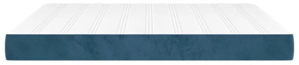 Colchão de molas ensacadas 160x200x20 cm veludo azul-escuro