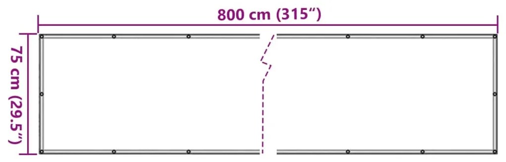 Tela de privacidade para varanda 800x75 cm PVC antracite