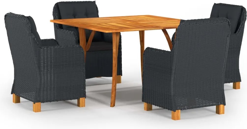 vidaXL 5 pcs conjunto de jantar para jardim cinzento-escuro