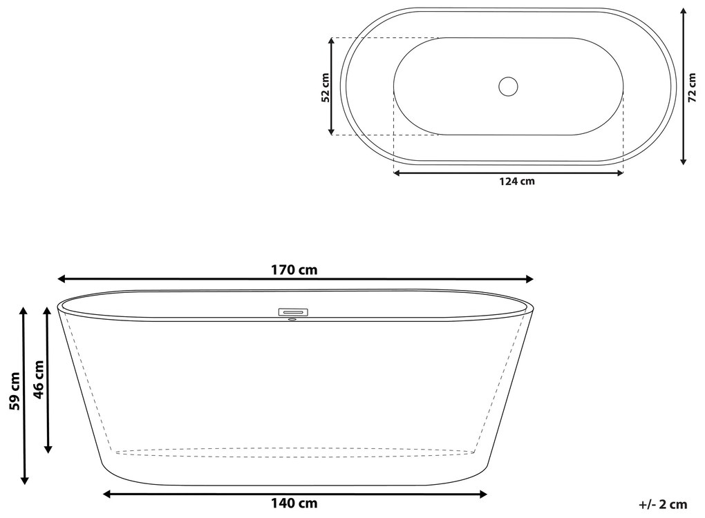 Banheira autónoma em acrílico branco 170 x 72 cm HAVANA Beliani
