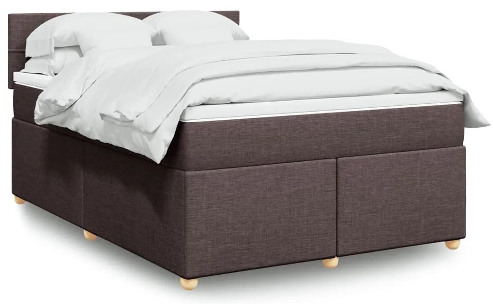 vidaXL Cama com molas/colchão 160x200 cm tecido castanho-escuro