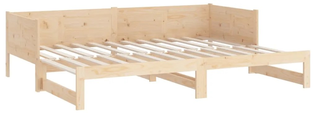 Sofá-cama de puxar pinho maciço 2x(90x190) cm