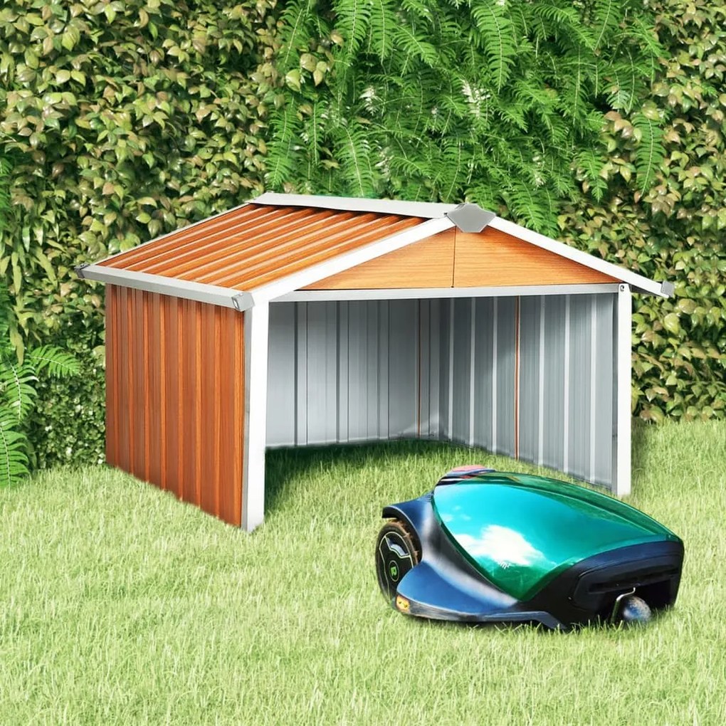 vidaXL Abrigo para corta-relva 92x97x63 cm aço galvanizado castanho