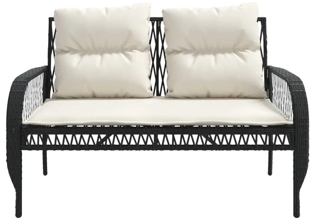 4 pcs conjunto de sofás para jardim c/ almofadões vime PE preto