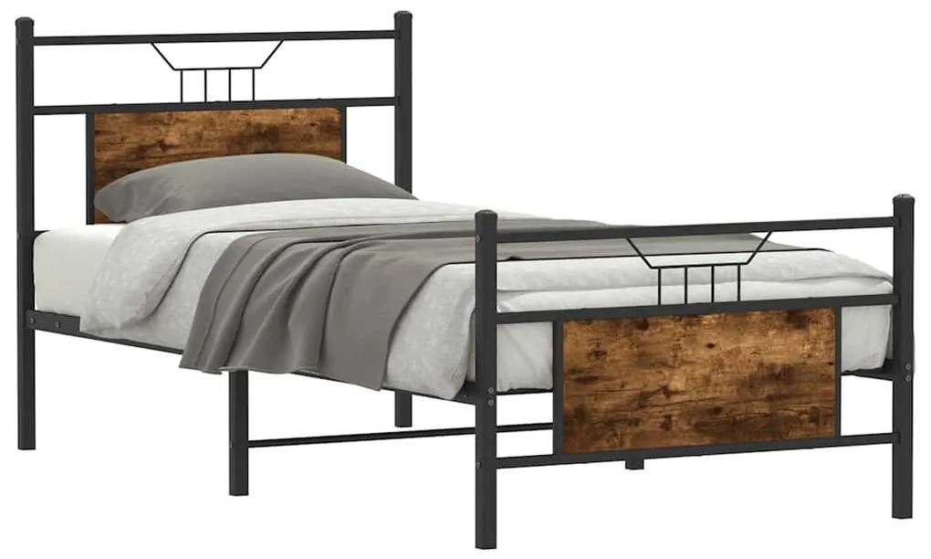 Estrutura cama s/ colchão derivados de madeira carvalho fumado