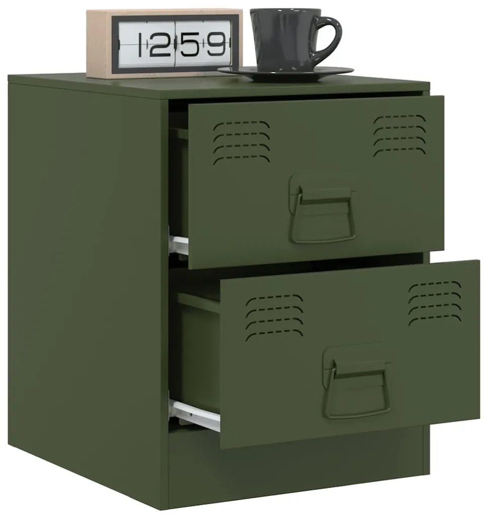 Mesa de cabeceira 34,5x39x44 cm aço verde
