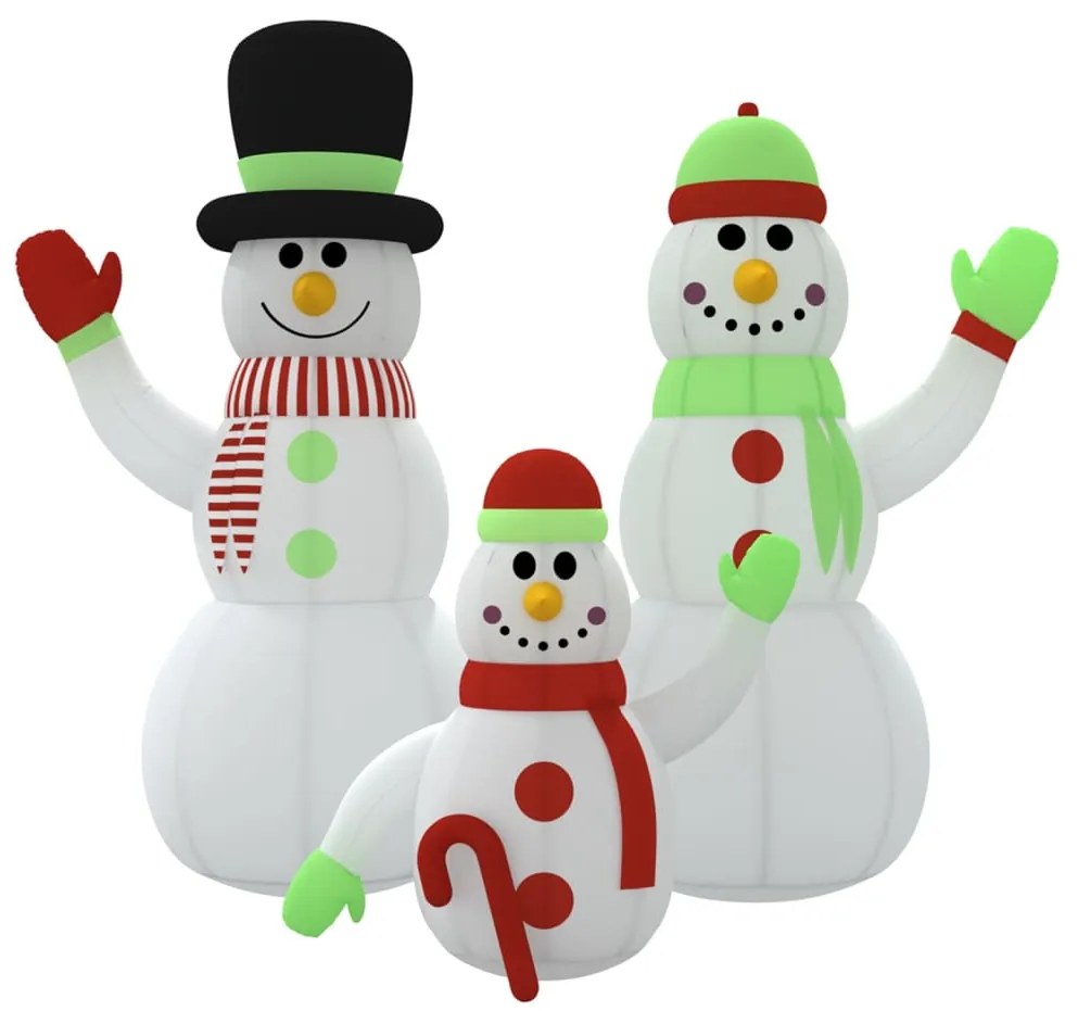 Família bonecos de neve insuflável com luzes LED 360 cm