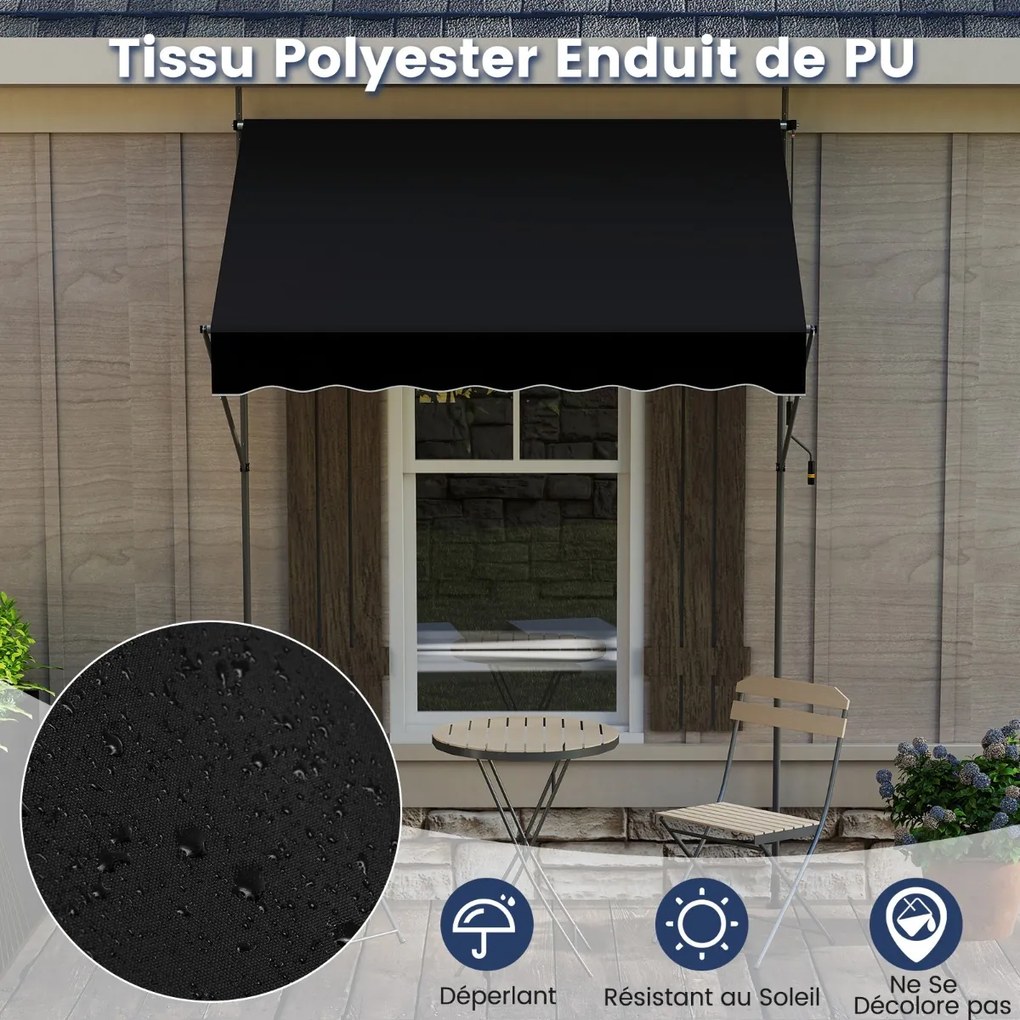 Toldo externo ajustável sem furos com manivela, toldo e jardim 200 x 210-300 cm bege