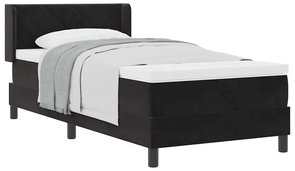 Cama Box com Colchão vidaXL Preta 100x200 cm Veludo